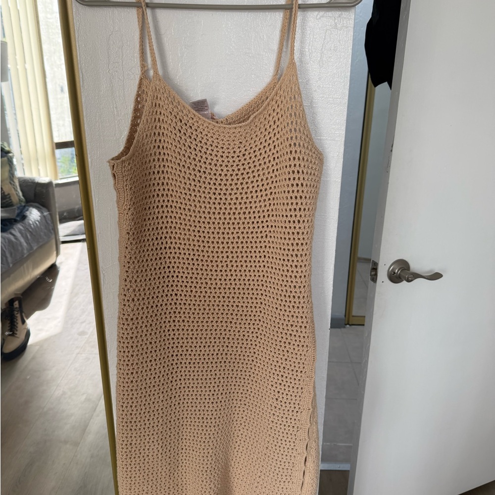 Olivaceous Tan Knit Sleeveless Top